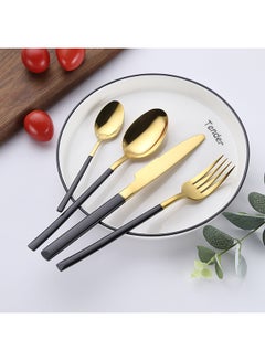 Sunhome 4 Piece Stainless Steel Cutlery Set Black/Gold  - Image 1