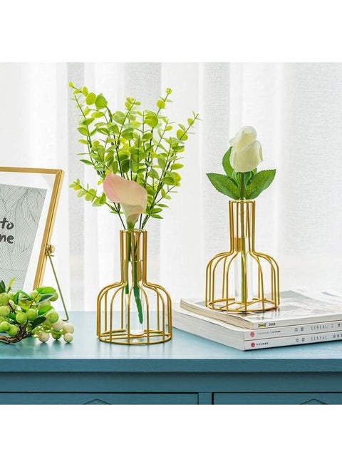 Set Of 2 Flower Test Tube Vase Multicolour one size cm