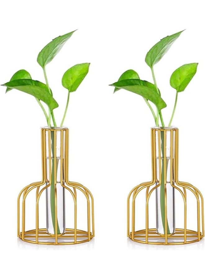 Set Of 2 Flower Test Tube Vase Multicolour one size cm