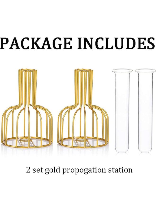 Set Of 2 Flower Test Tube Vase Multicolour one size cm