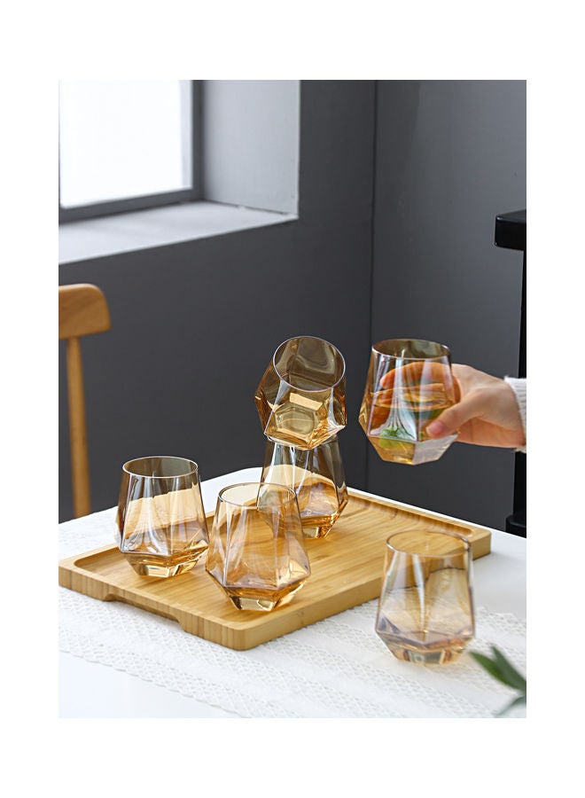 Shuer 6-Piece Hexagonal Low Glass Water Cup Brown 9.2x9.3x6.6cm - Image 3