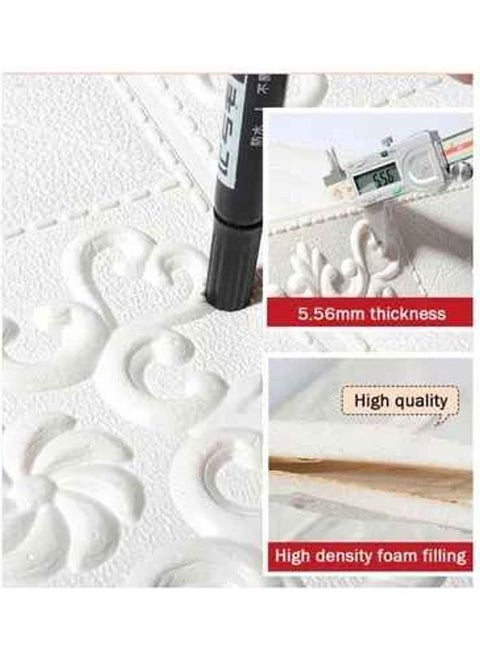 3D Pattern Decorative Carving Wall Sticker White 70x0.5x70cm