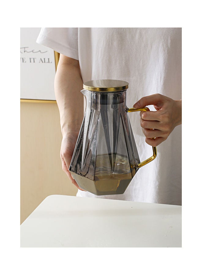 Shuer 4-Piece Diamond Style Glass Cup Set with Pot Grey/Clear - Image 5