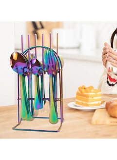 Sunhome 24-Piece Cutlery Set With Stand Multicolour 9.05x5.11x4.96cm  - Image 1