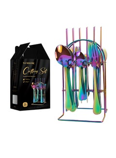 Sunhome 24-Piece Cutlery Set With Stand Multicolour 9.05x5.11x4.96cm  - Image 3