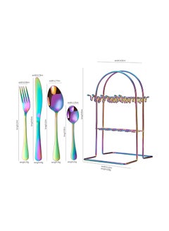 Sunhome 24-Piece Cutlery Set With Stand Multicolour 9.05x5.11x4.96cm  - Image 5