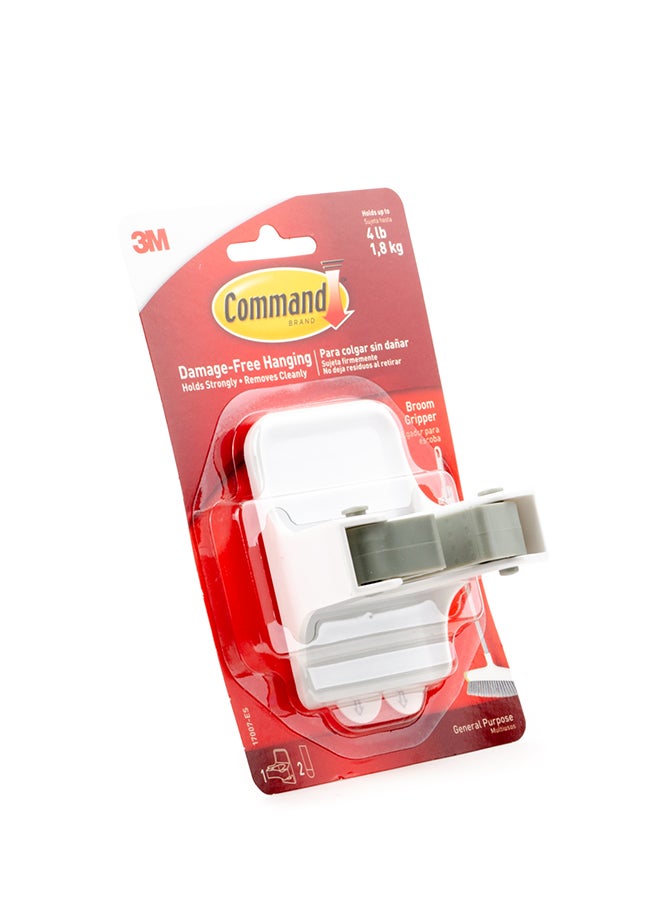 ثري ام طقم حوامل لتعليق مقبض المكنسة من خطاف واحد وشريطين قادر على حمل حتى وزن 1.8 كجم طراز ‎17007-ES أبيض/رمادي - Image 2