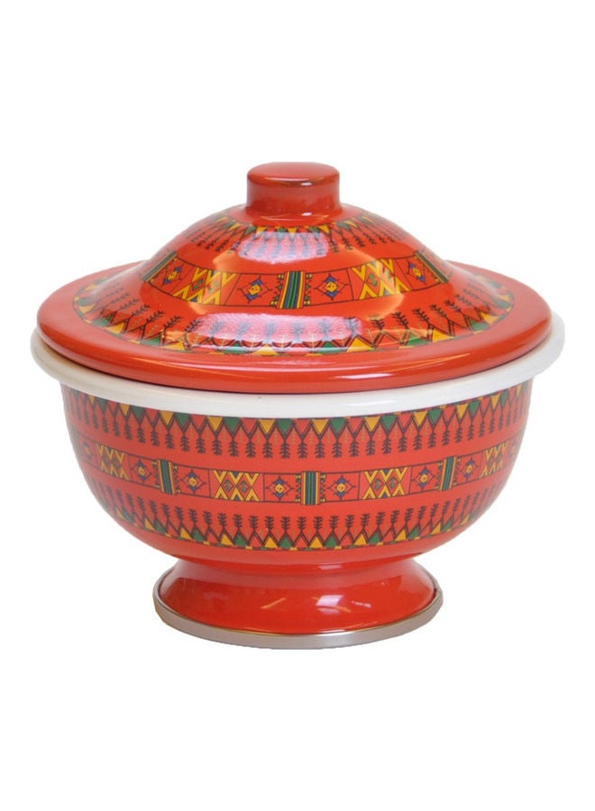 Badraig Traditional Design Enamel Date Bowl Red/Green/Yellow 12cm  - Image 1