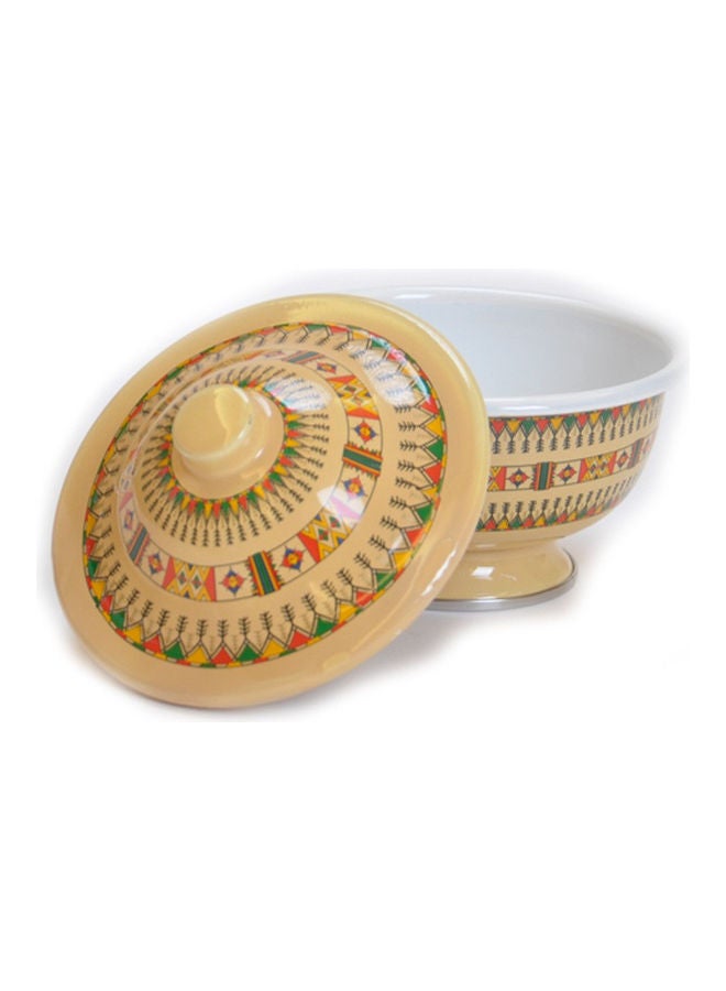 Badraig Traditional Design Enamel Date Bowls Beige/Green/Yellow 14cm  - Image 2