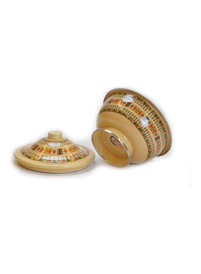 Badraig Traditional Design Enamel Date Bowls Beige/Green/Yellow 14cm  - Image 3