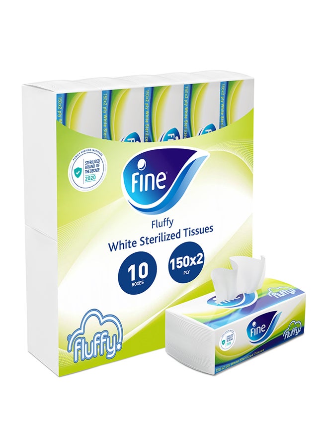 Fine Facial Tissue Soft Pack 130 Sheets X 2 Ply, Bundle Of 10 Fluffy Sterilized Tissues For Germ Protection White  - Image 1