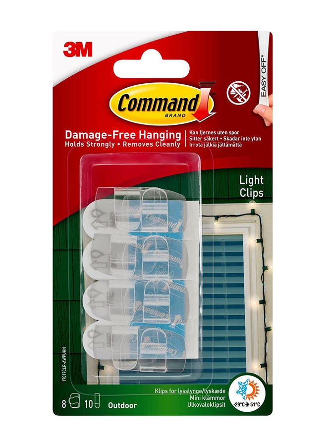 3M Command 17017 CLRES Round Cord Clips Set 8xHooks And 10xStrips/Pack Clear - Image 2