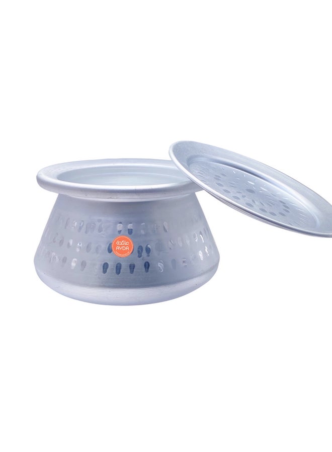 ايدا وعاءٌ للزينة من الألومنيوم المطروق برياني/هاريسا مع غطاءٍ . فضي 3لترات - Image 2