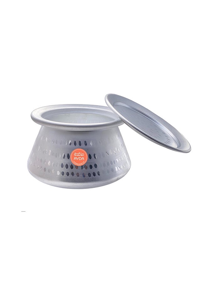 Ayda - Hammered Aluminium Biryani/Hareesa Decorative Pot With Lid Silver 4Liters - Image 1
