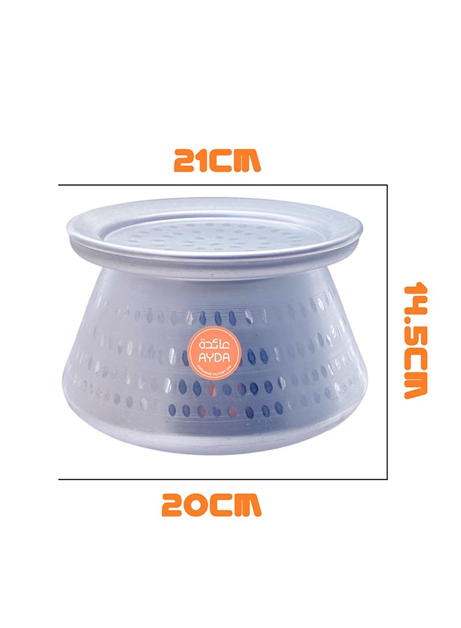 Ayda - Hammered Aluminium Biryani/Hareesa Decorative Pot With Lid Silver 4Liters - Image 1