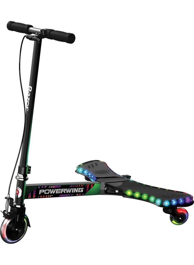 Razor - Razor PowerWing Lightshow Caster Scooter – Multi-color LED Lights with 5 AnimatedLight Modes, Inclined Casters for Drifting and Spinning, Black Black 79.4cm - Image 1