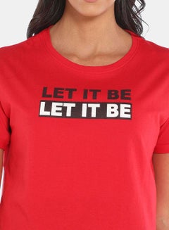 R&B Printed Round Neck Crop Top Red  - Image 5