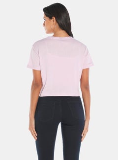 R&B Women's Basic Crew Neck Crop Top T-Shirt With Short Sleeves Lilac  - Image 3