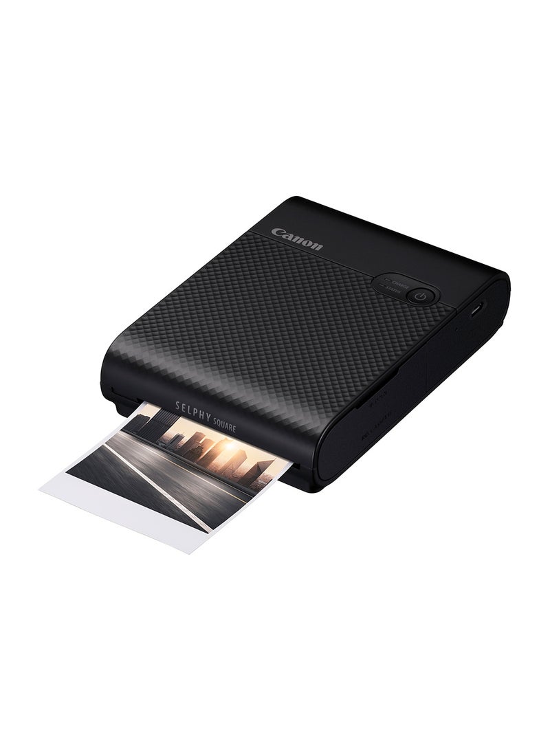 كانون طابعة سيلفي سكوير QX10 بالألوان محمولة ولاسلكية تعمل بالبطارية وتوصيل واي فاي وشحن USB لون أسود. - Image 1