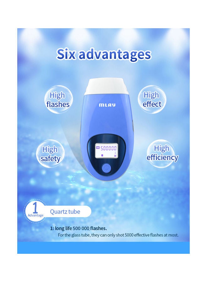 ملاي جهاز إزالة شعر منزلي بالليزر بتقنية IPL مزود بمصباح إزالة شعر للبيكيني أزرق - Image 3