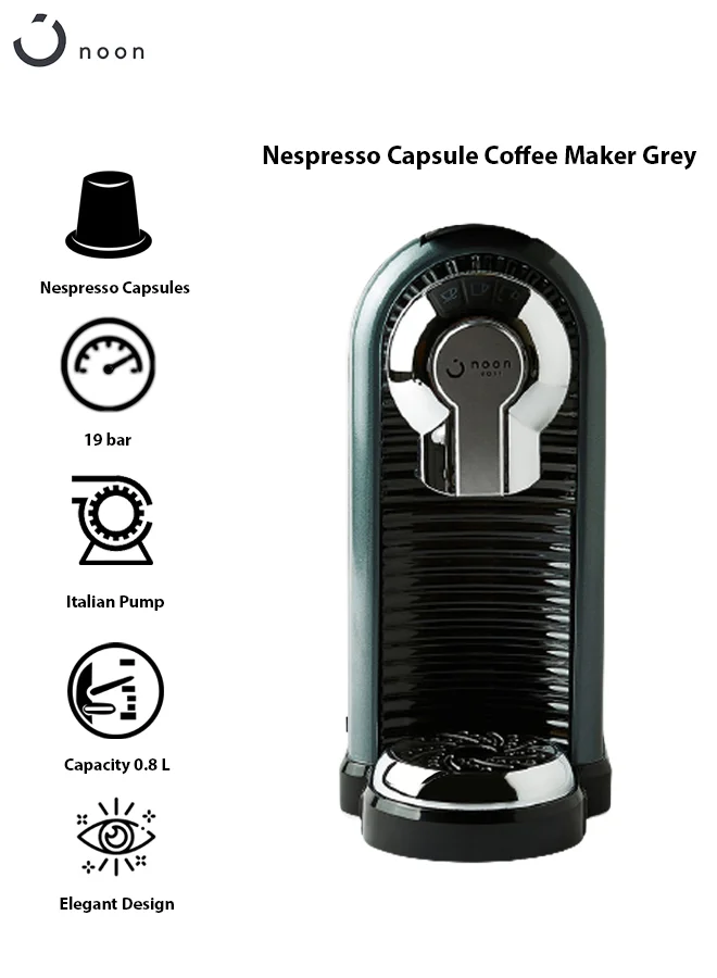 Noon East Grey Espresso Capsule Coffee Machine - 19 Bar 1260 W For ...
