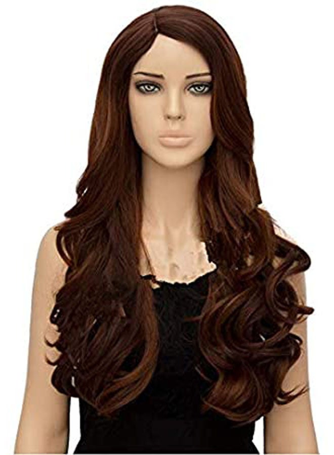 Fashion Pop Natural Wavy Hair Long Curly Fluffy Wig Brown - Image 1