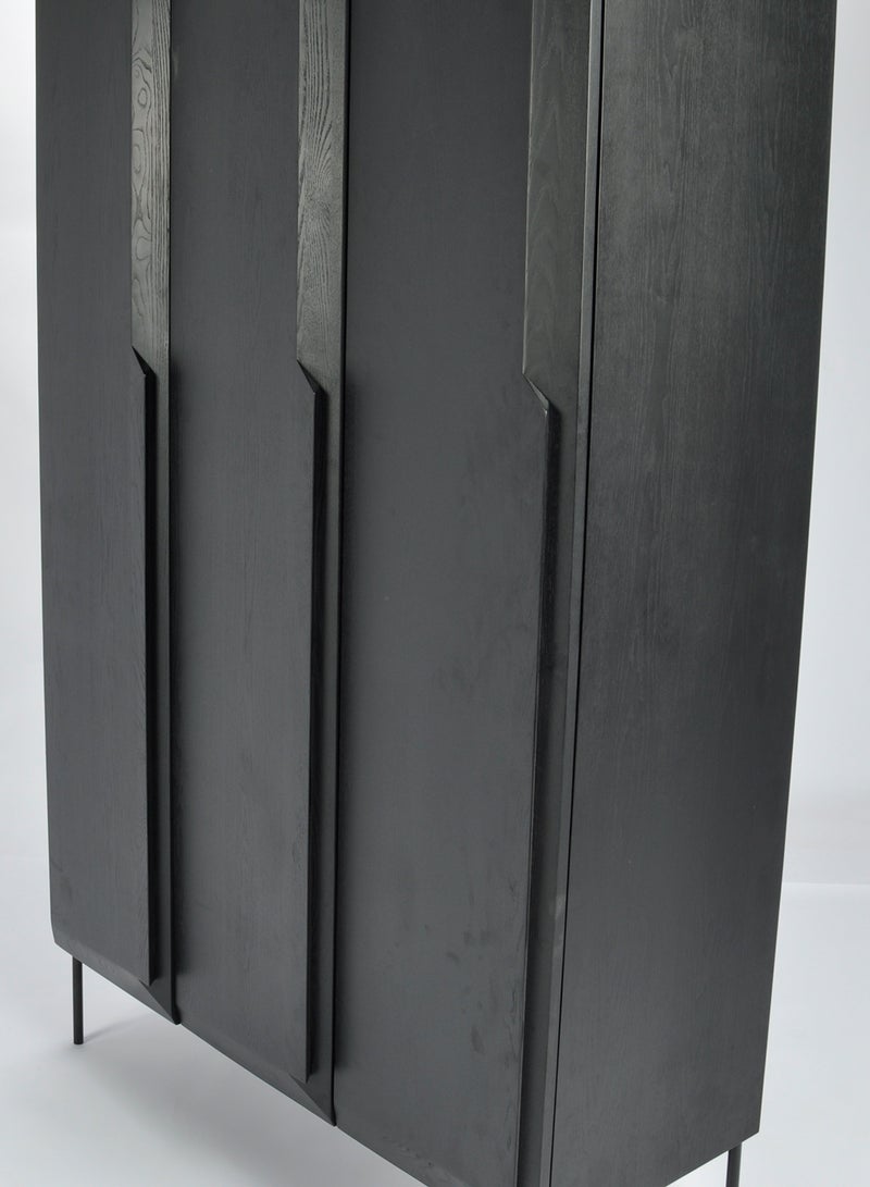 Switch - Cupboard Bedroom Furniture Closet  - Wood Wardrobe Black 124*51*198cm - Image 1