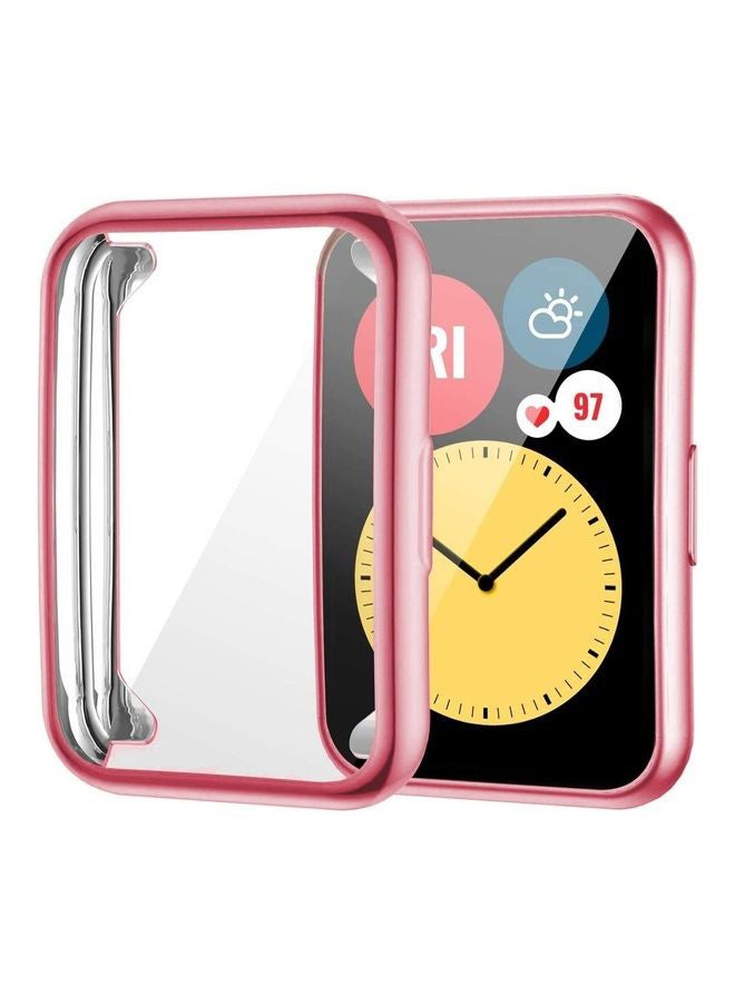 Techshare Anti-Scratch Protective TPU Case For Huawei Watch Fit Pink/Clear  - Image 1