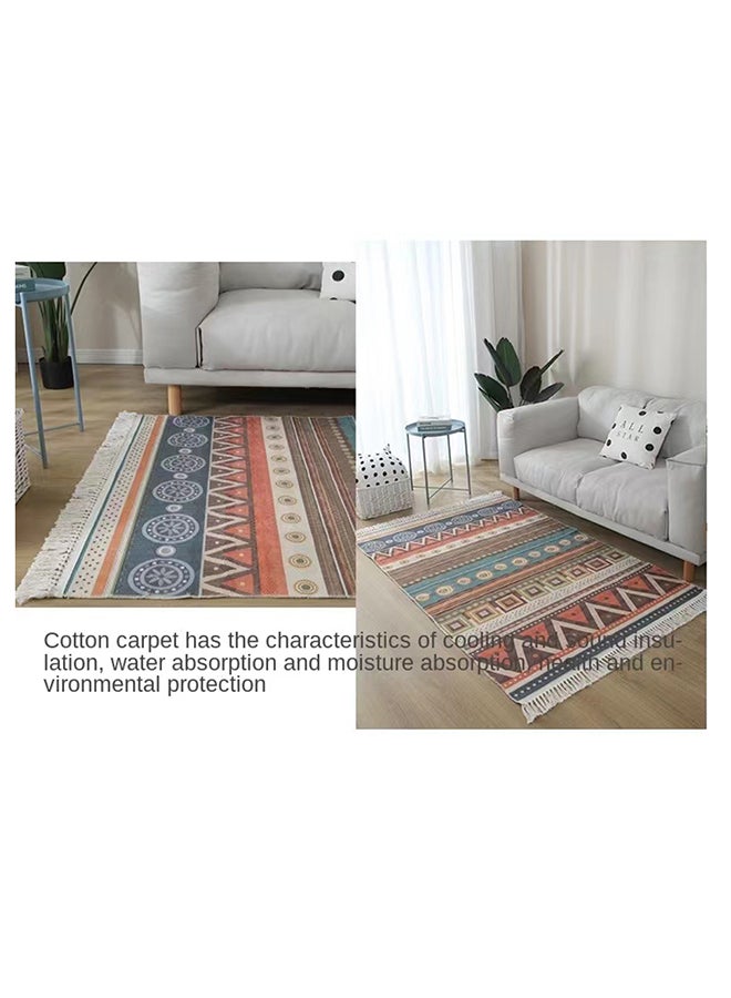 Sharpdo - Soft Touch Hand-Woven Cotton And Linen Bohemian Fringed Carpet Multicolour 200x140cm - Image 1