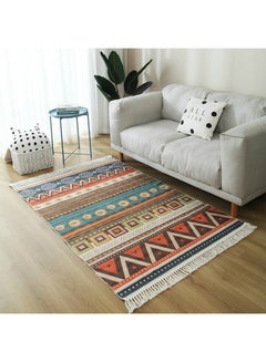 Sharpdo Soft Touch Hand-Woven Cotton And Linen Bohemian Fringed Carpet Multicolour 200x140cm  - Image 1