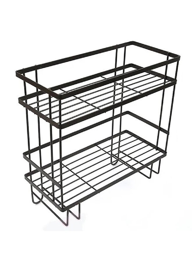 2-Layer Wall Hanging Vanity Toilet Storage Shelf Black 34x15x36cm - Image 1