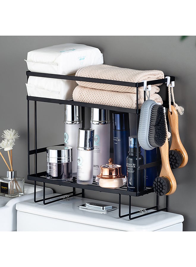 2-Layer Wall Hanging Vanity Toilet Storage Shelf Black 34x15x36cm - Image 4