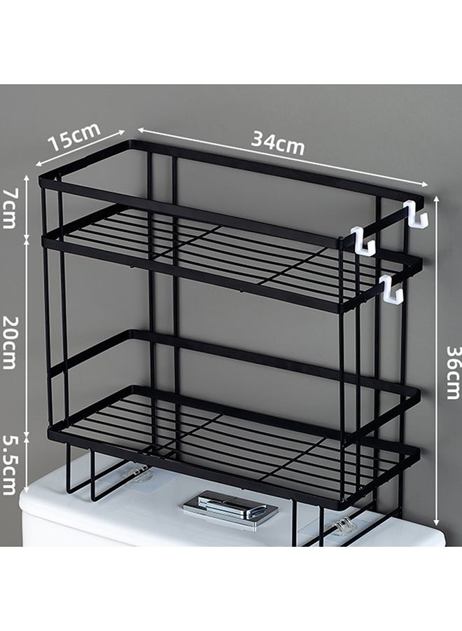 2-Layer Wall Hanging Vanity Toilet Storage Shelf Black 34x15x36cm - Image 5