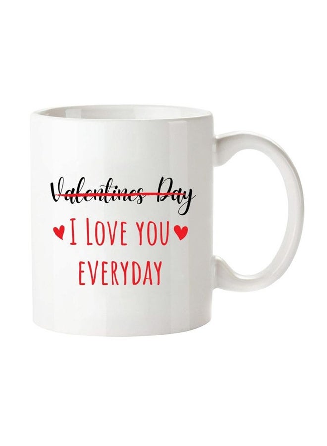 MEC - Printed Valentine Coffee Mug No Printed Valentines Day Everyday White/Red/Black 350ml - Image 1