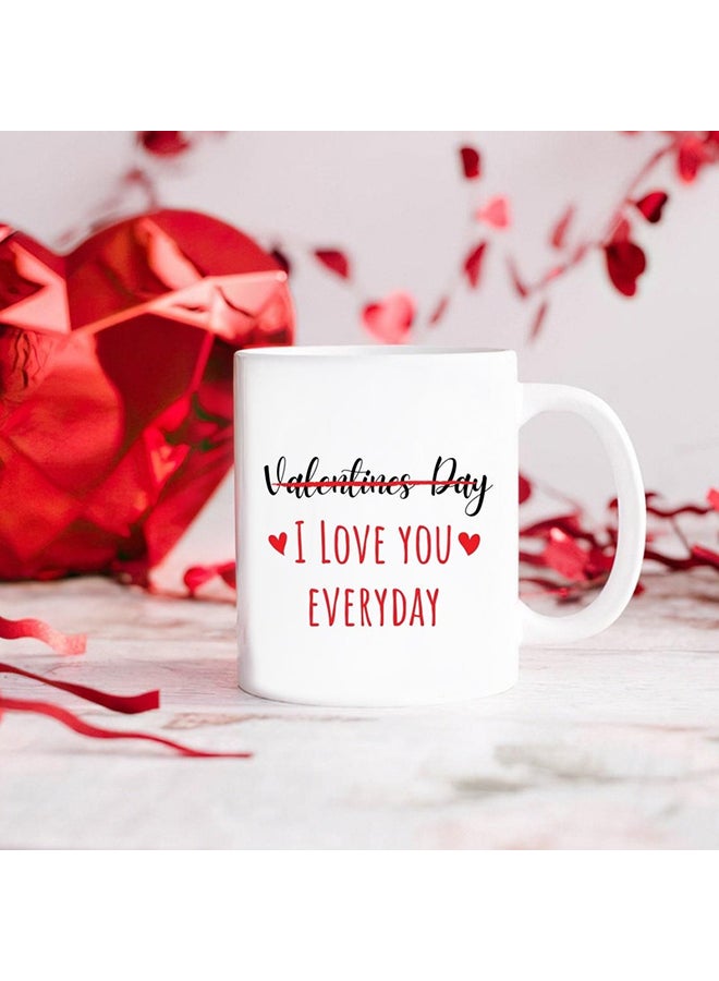 MEC - Printed Valentine Coffee Mug No Printed Valentines Day Everyday White/Red/Black 350ml - Image 1