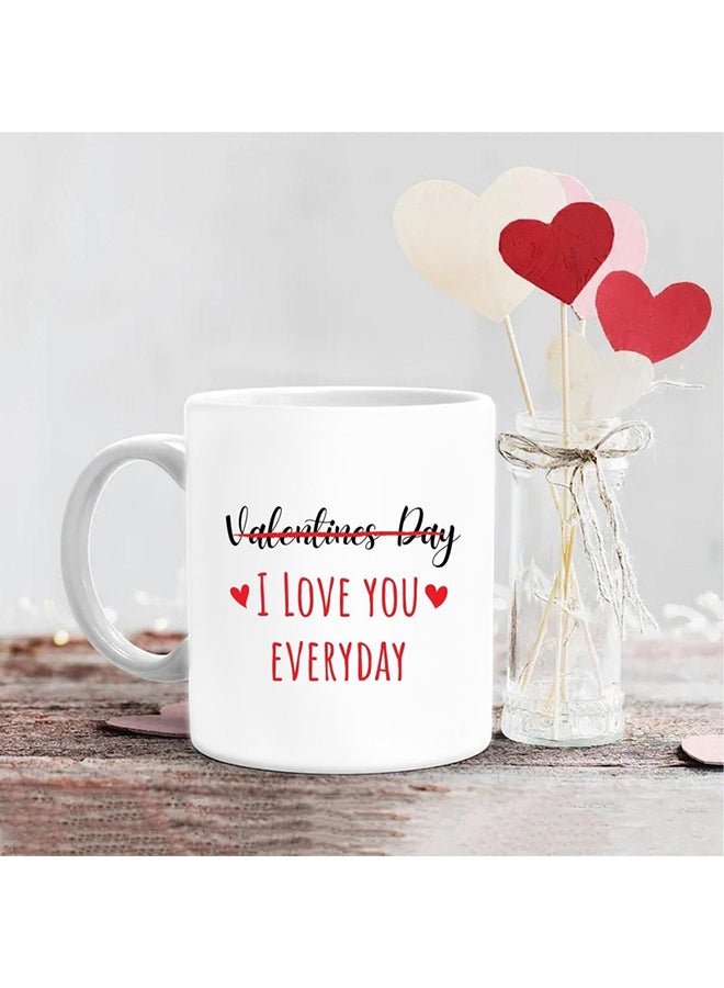 MEC - Printed Valentine Coffee Mug No Printed Valentines Day Everyday White/Red/Black 350ml - Image 1