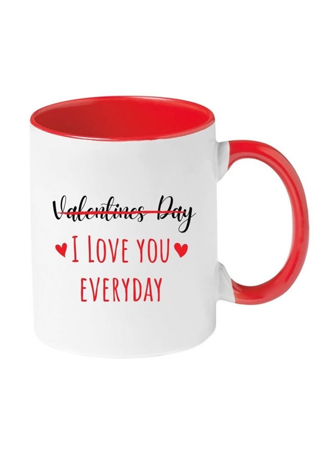 MEC - Printed Valentine Coffee Mug No Printed Valentines Day Everyday White/Red/Black 350ml - Image 1