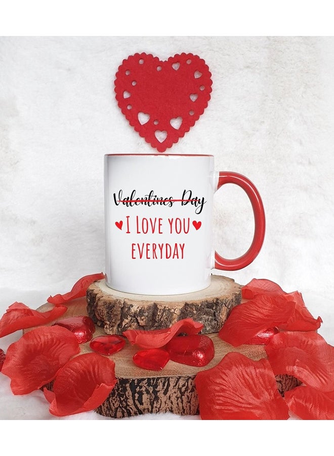 MEC - Printed Valentine Coffee Mug No Printed Valentines Day Everyday White/Red/Black 350ml - Image 1