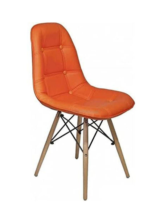 Cabotene Leather Chair With Wood Legs Orange