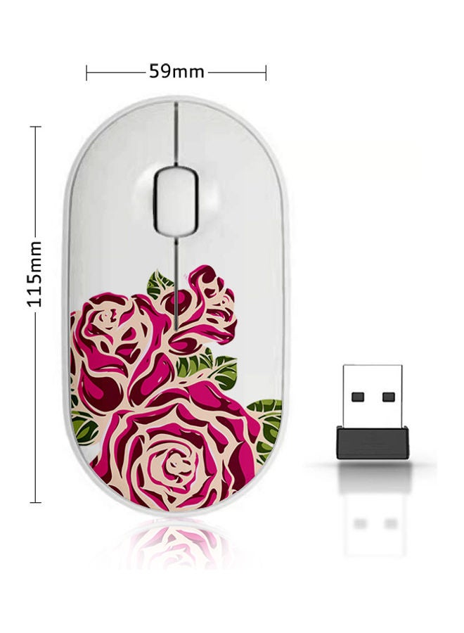 Okteq Wireless Mouse - Watercolour Ink Flower Red/Green/White  - Image 1