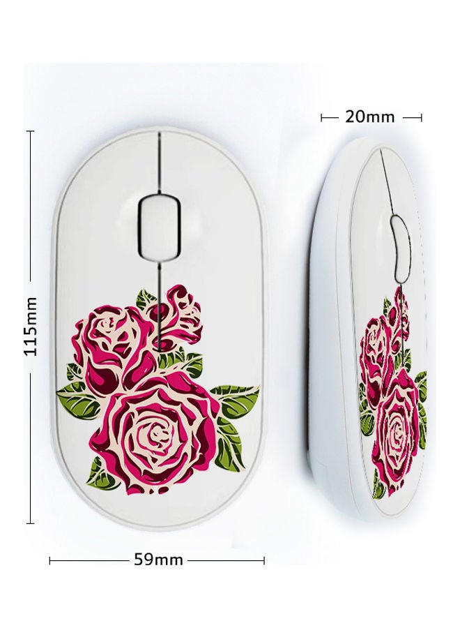 Okteq Wireless Mouse - Watercolour Ink Flower Red/Green/White  - Image 3