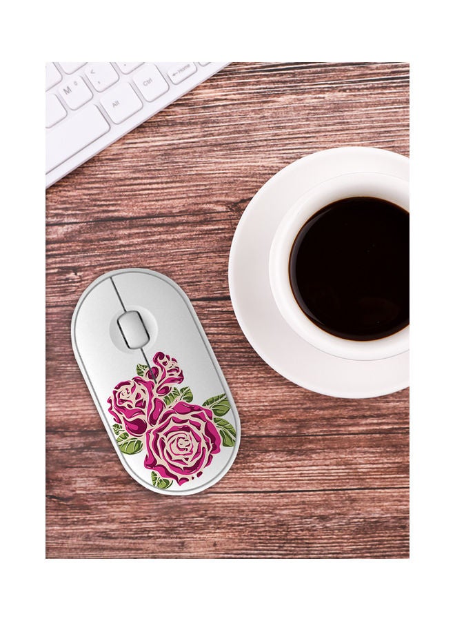 Okteq Wireless Mouse - Watercolour Ink Flower Red/Green/White  - Image 4