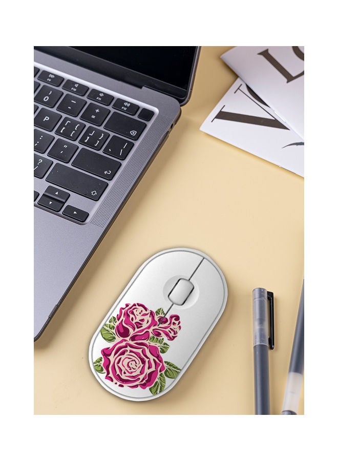 Okteq Wireless Mouse - Watercolour Ink Flower Red/Green/White  - Image 5