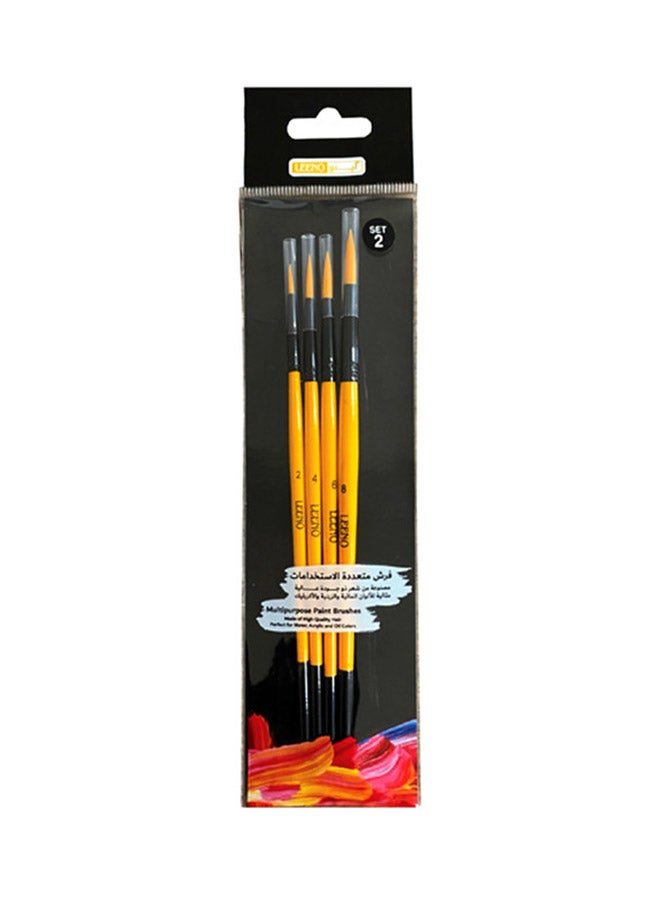 LEENO 4-Piece Multi-Purpose Pointed Round Paint Brushes Set Yellow/Black  - Image 2