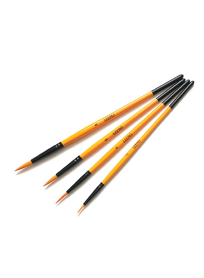 LEENO 4-Piece Multi-Purpose Pointed Round Paint Brushes Set Yellow/Black  - Image 1