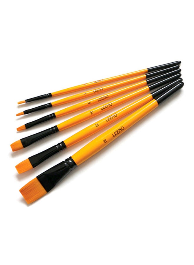 لينو 6-Piece Multi-Purpose Flat Paint Brushes Set Yellow/Black - Image 1
