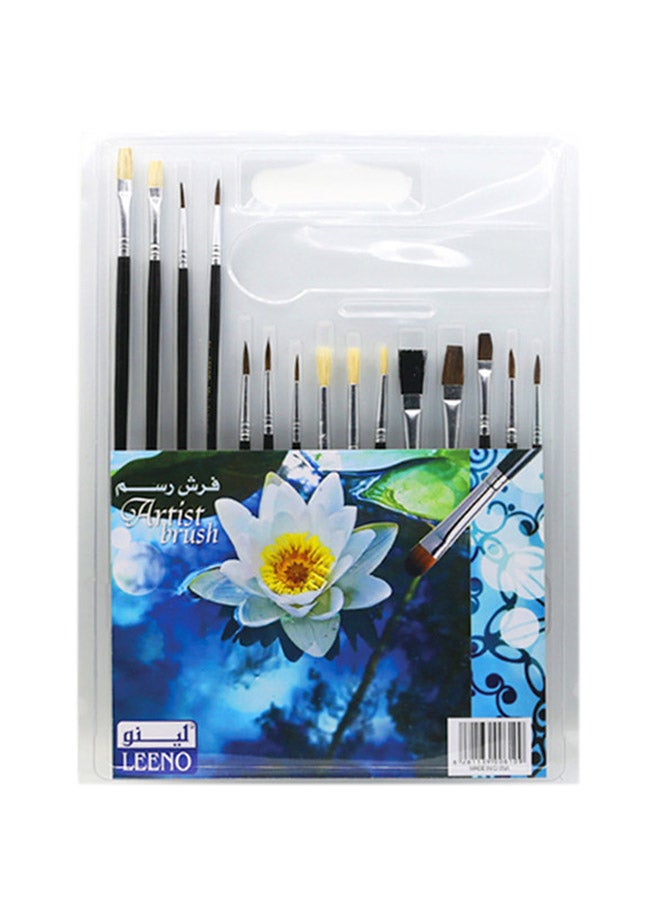LEENO 15-Piece Multi-Purpose Paint Brushes Set Black/Silver  - Image 2