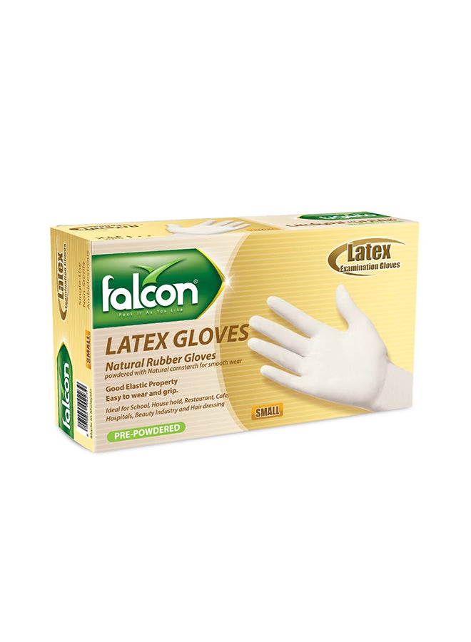 مجموعة قفازات طبيعية من 100 قطعة أبيض Small