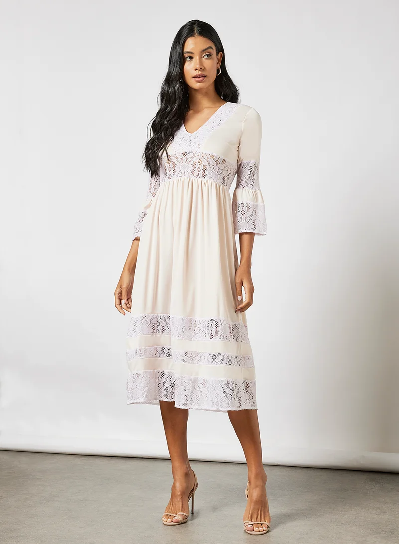 SIVVI for HANIYA Lace Panelled Dress Pink