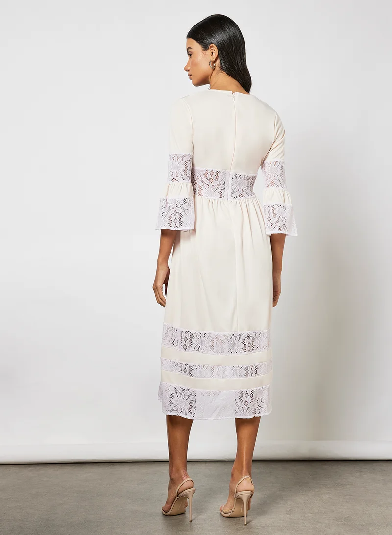 SIVVI for HANIYA Lace Panelled Dress Pink